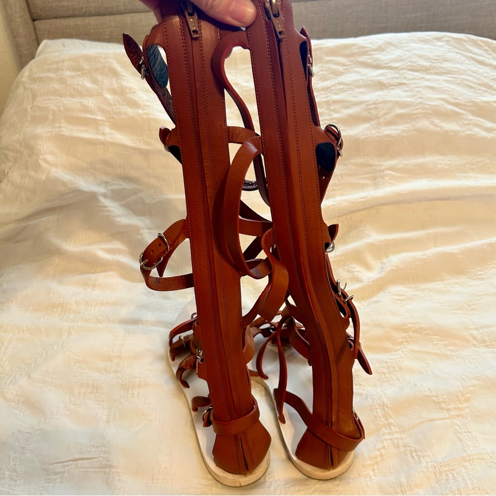 Balenciaga Brown Leather Gladiator Knee-High Sandals - Picture 5 of 8